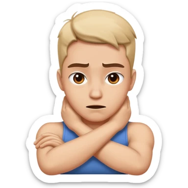 Arms crossed over neck mad expression sticker