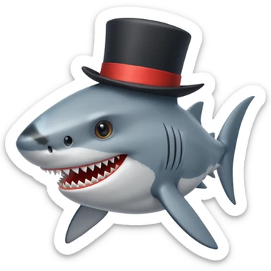 Shark with a top hat sticker