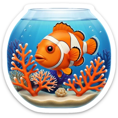 Clown fish with coral in an aquarium sticker