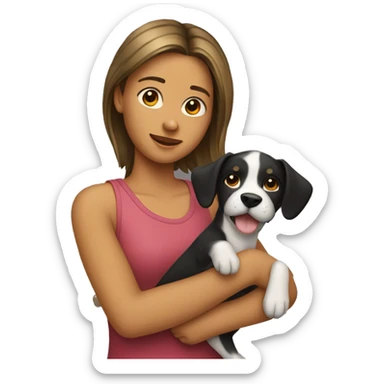 Girl with dog in her arm  sticker