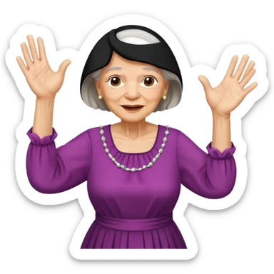 Old lady hands up raise the roof dancing  sticker