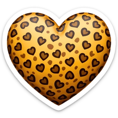 leopard print heart sticker