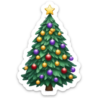 a christmas tree decorated in purple an sticker