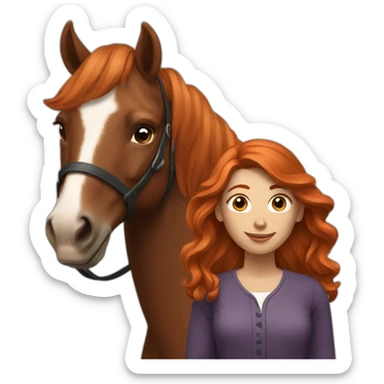 red-haired woman with a horse next to her sticker