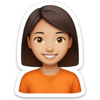 asian girl with orange shirt sticker