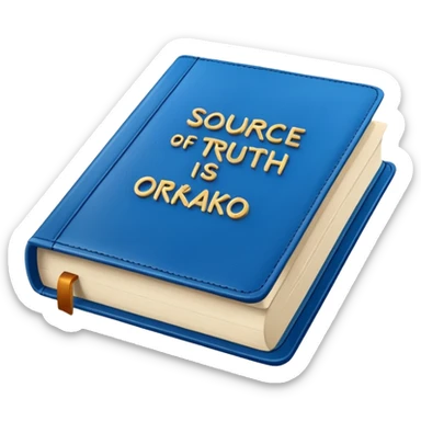 Blue book on which one it writes: Source of truth is Orako.
Similar to the first one where it writtes Orako Truth, while it needs to write all Source of truth is Orako sticker