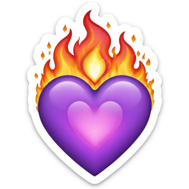purple flame heart sticker