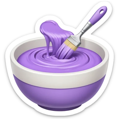 bowl of pastel purple hair dye with a brush next to it sticker