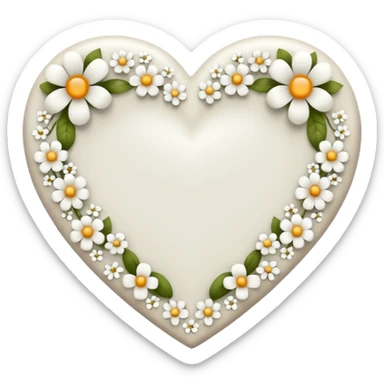 white heart with a floral pattern sticker