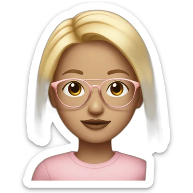 Girl with Long blonde hair and rose gold glasses sticker