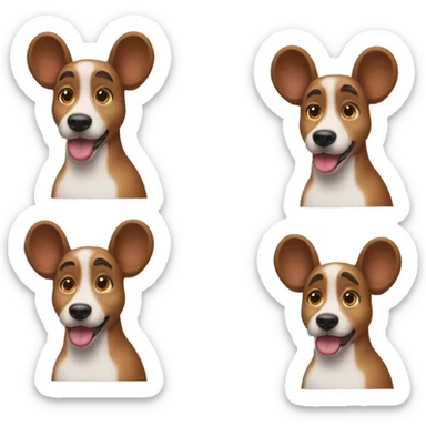 A dog wearing Minnie Mouse ears sticker