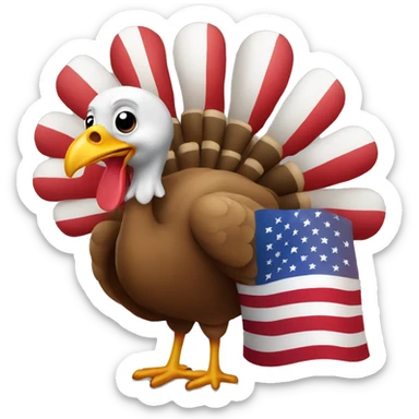 Turkey with American flag  sticker