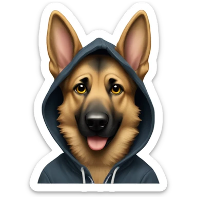 German shepherd wearing hoodie sticker