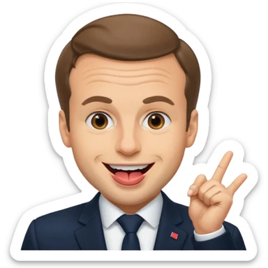 macron qui tire la langue sticker