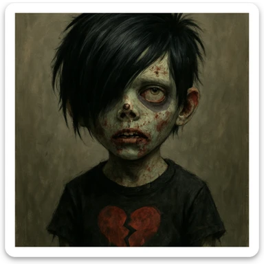 boy zombie with emo hair, style 2 sticker