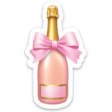 Pink champagne with gold bow sticker