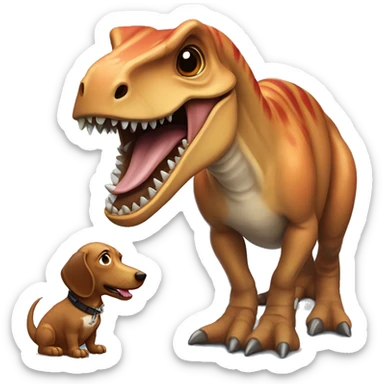 tyranosaurus rex with a dachshund sticker