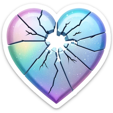 coração partido glitter branco sticker