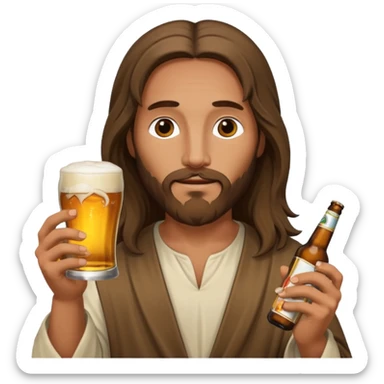 Jesus with beer cigarettes  sticker
