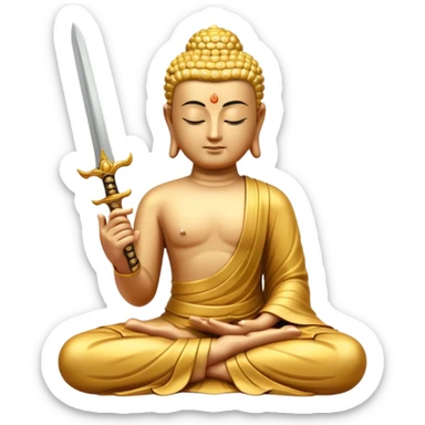 Meditating Buddha holding a sword sticker