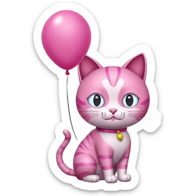 Make a pink cat with a balloon head, no the head is a balloon with the details of the cat head on the balloon head, make the body visible enough to where it’s big enough to be roughly the size of a cat body sticker