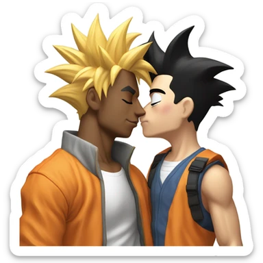 Goku kissing bad bunny sticker