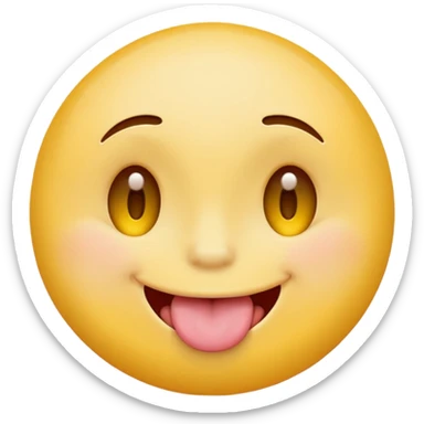 original emoji look yellow circle with one eye closed tongue out  sticker