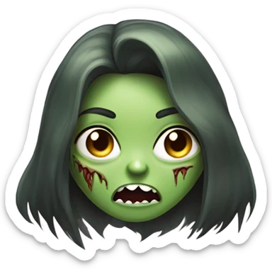 Green Zombie brunette long hair girl with mouth open horror  sticker