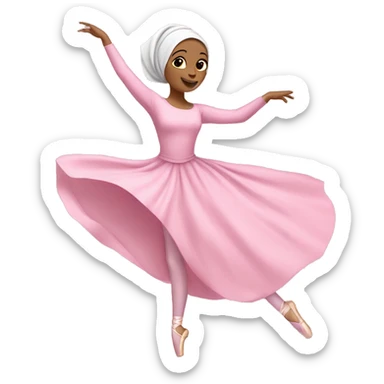 Beautiful-Hijabi-woman-doing-ballet-in-pink sticker