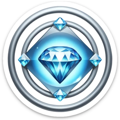 silver diamond that is transparent, glowing and spining sticker