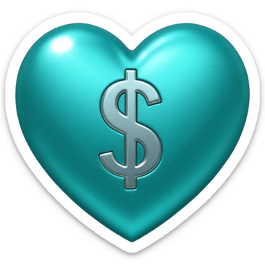 Teal heart with several dollar signs sticker