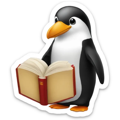 pinguino tux con libros sticker