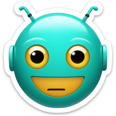 Create an emoji of a teal coloured ai bot sticker
