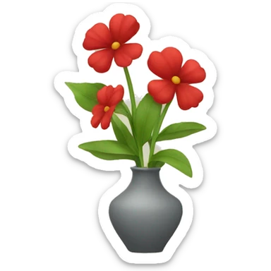 Three red flowers in a vase sticker