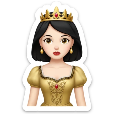 Snow White from Disney Princess with black hair, gold outfit sticker
