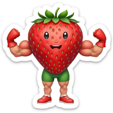 strawberry with muscular arms no face sticker
