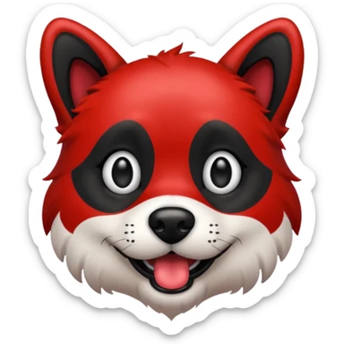 dog with very black inked face and red hair sticker