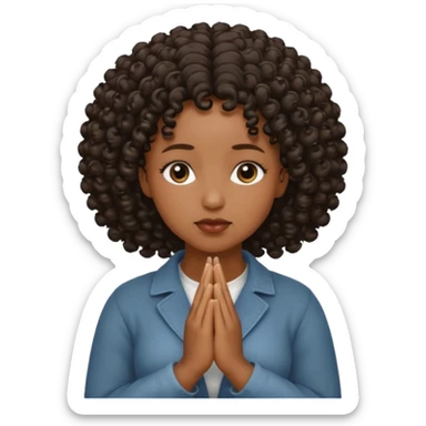 Curly hair Black women praying sticker