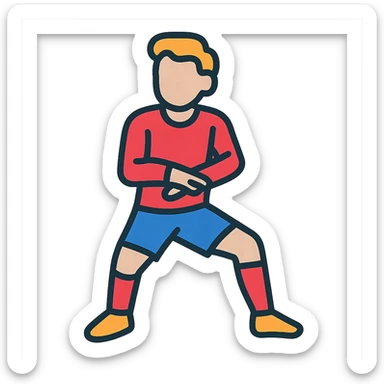 Griezmann goal celebration, football player, iconic dance pose, wearing football jersey, modern vector style sticker