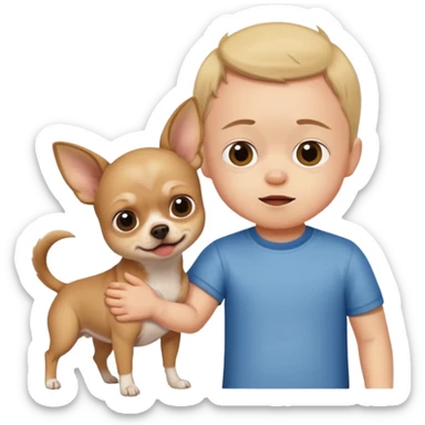 A child with Down syndrome beating a Chihuahua sticker