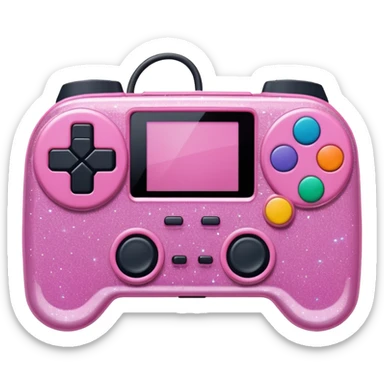 glittery pink 90s playstation-inspired retro game console sticker