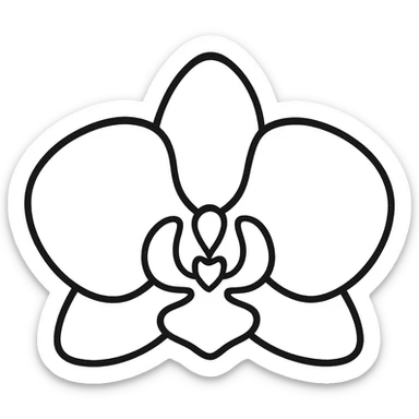 hand-drawn outline style orchid flower icon sticker