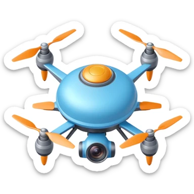 flying camera device object icon, small UFO shaped drone with camera lens, cute futuristic design, 3D cartoon, mobile game icon style, centered, clean background, no text, no watermark
 sticker