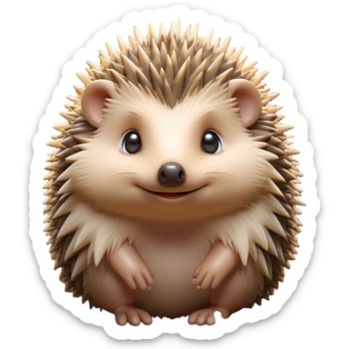 Cinematic Adorably Cute Hedgehog Portrait Emoji, Poised with a round, spiky yet cuddly body and bright, curious eyes peeking from beneath a soft array of quills, Simplified yet irresistibly adorable features, highly detailed, glowing with a warm, gentle forest glow, high shine, lively and endearing, stylized with an air of woodland cuteness, soft glowing outline, capturing the essence of a playful hedgehog that appears ready to scurry out of the screen with delightful charm! sticker