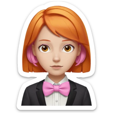 In A Clash Of Clans Aesthetic orange hair woman with pink bowtie sticker