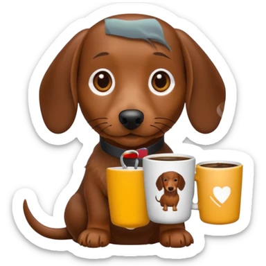 brown wirehaired dachshund coffee  sticker