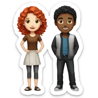 "Emoji of a fair-skinned girl with vibrant red hair and a fair-skinned boy with jet-black hair." sticker