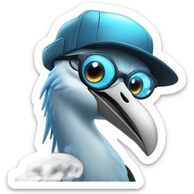 Crazy funny Cyberpunk Articuno head with beautiful smile wearing glasses and hat sticker