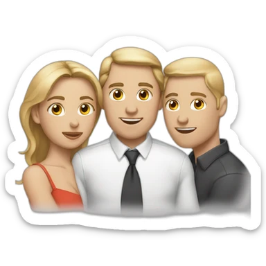 3 people two mizzghettphattywoman kissing white man sticker