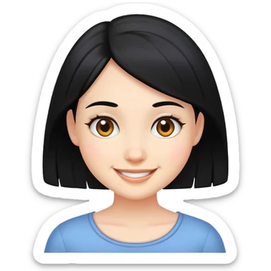smiling girl with black hair sticker